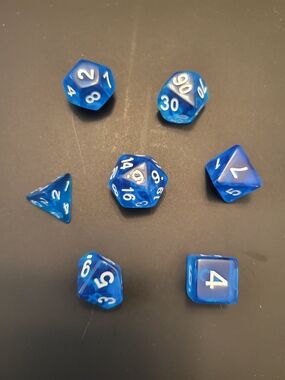 Blue Clear Polyhedral RPG Dice Set - 7 Piece